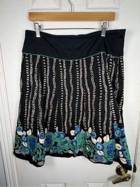 Reitmans Black Floral Border A-Line Skirt Women's 13 Cottagecore Boho
